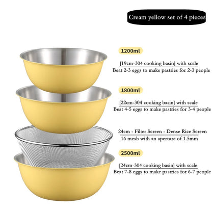 304 Stainless Steel Salad Mixing Bowl – Egg Beater, Dough and Food Prep Bowl for Kitchen Use