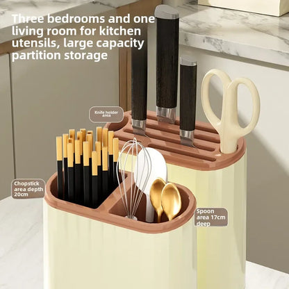 Kitchen Shelf with Cutting Board & Knife Holder – Countertop Drain Rack & Cutlery Organiser